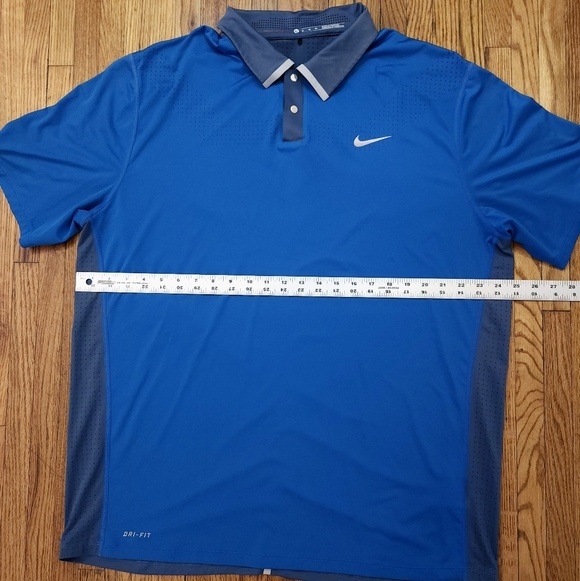 Nike Tiger Woods Mens Golf Polo Shirt Size XL Blue Dri-Fit Perforated - Picture 6 of 8